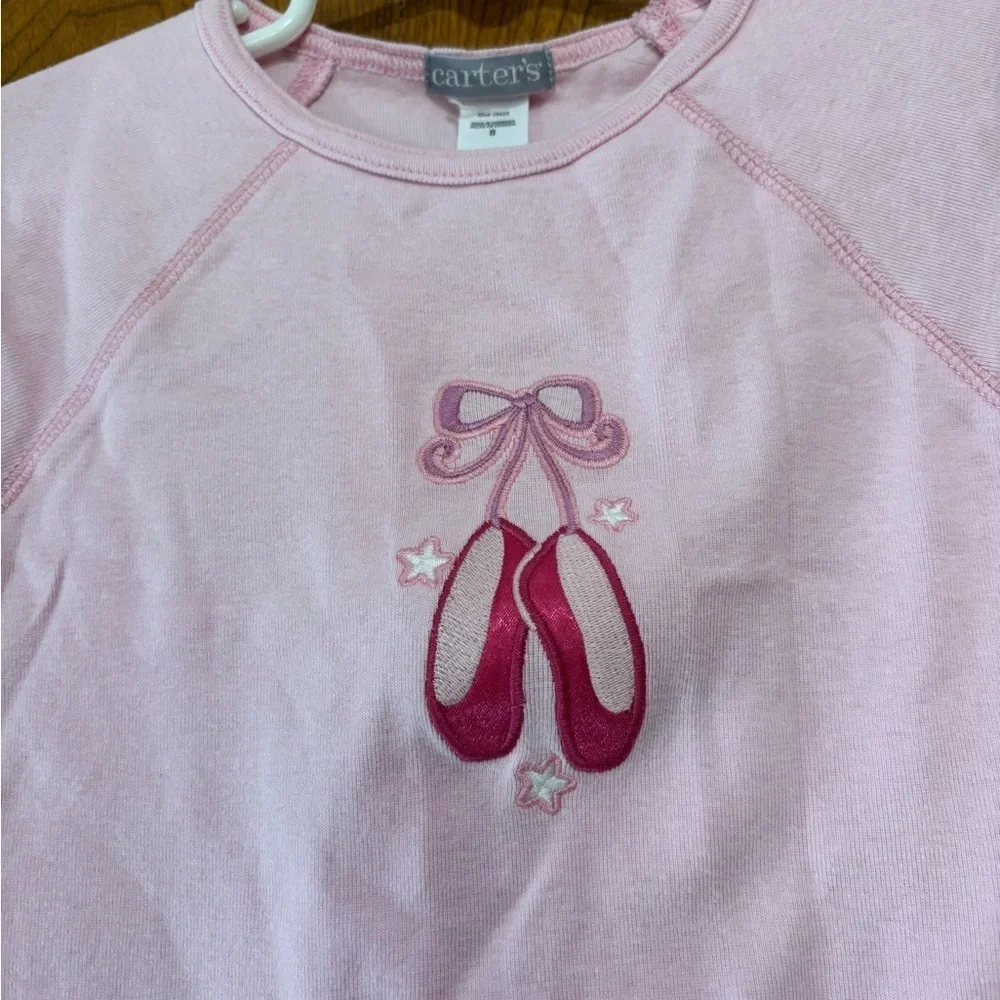 Carter's Pink Embroidered Ballet Slipper Tee Size 8